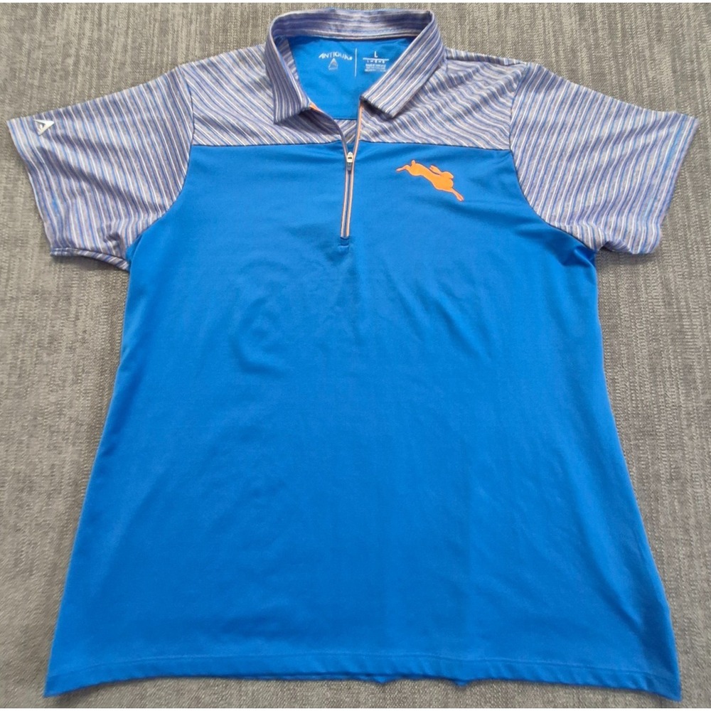 Antigua Women's LG 1/4 Zip golf polo SDSU Running Rabbits Retired Logo Blue